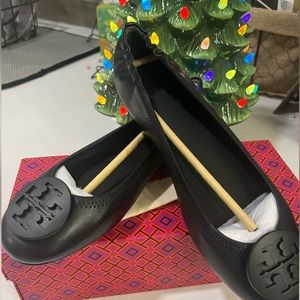 Tory Burch Black Minnie Travel Ballet With Logo